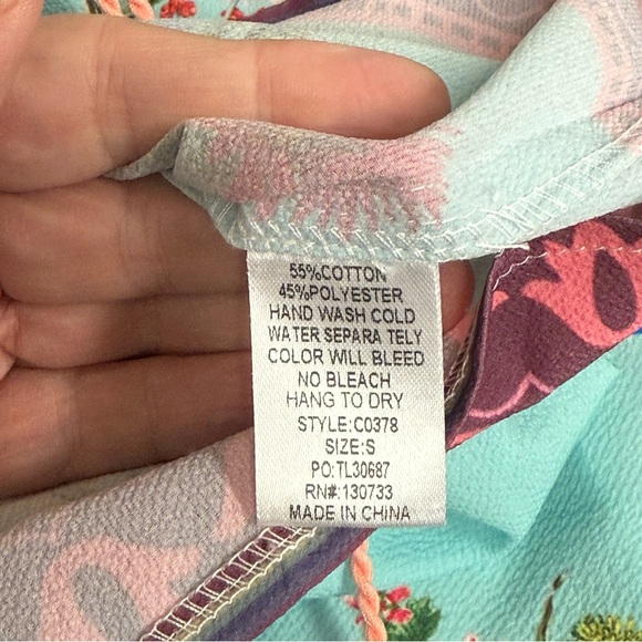 Umgee USA Boho Floral Peasant Top Small Off Shoulder 3/4 Sleeve Festival Spring - Picture 6 of 7